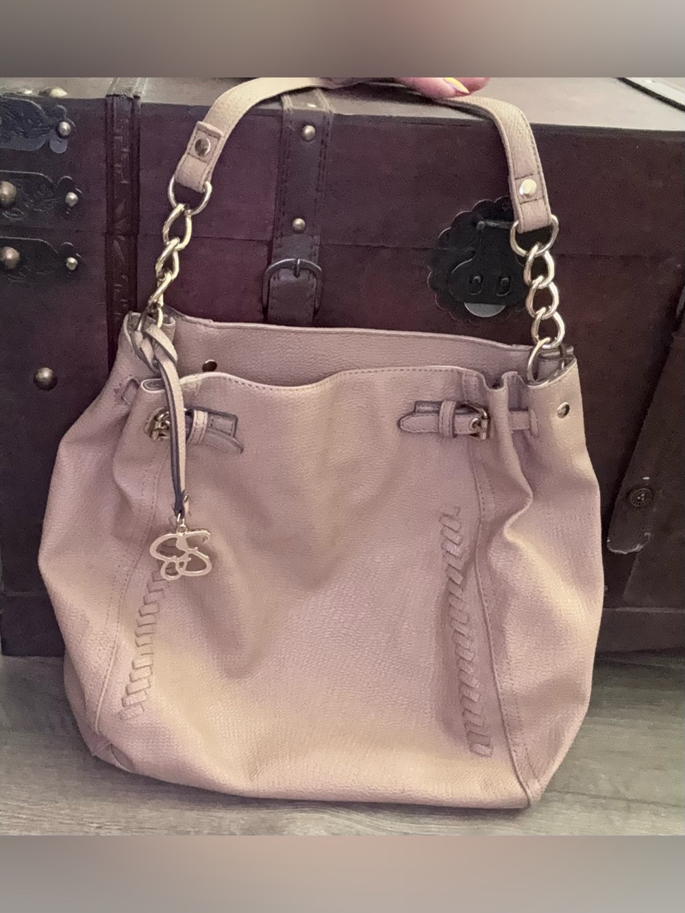 Jessica Simpson Mauve Pink Shoulder Bag with Gold Hardware